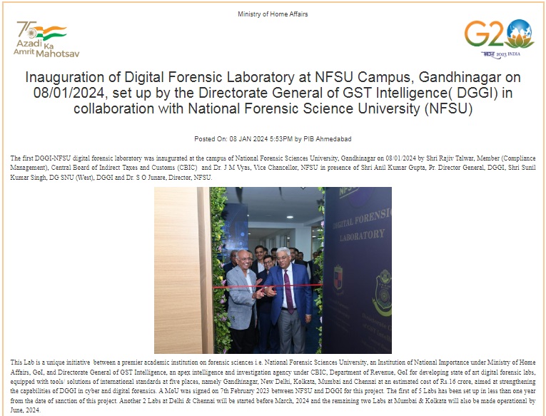 Inauguration of Digital Forensic Laboratory